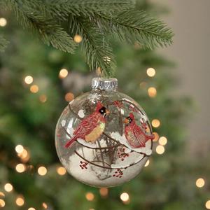 Northlight 4in. Cardinals Glass Ball Christmas Ornament alternate view