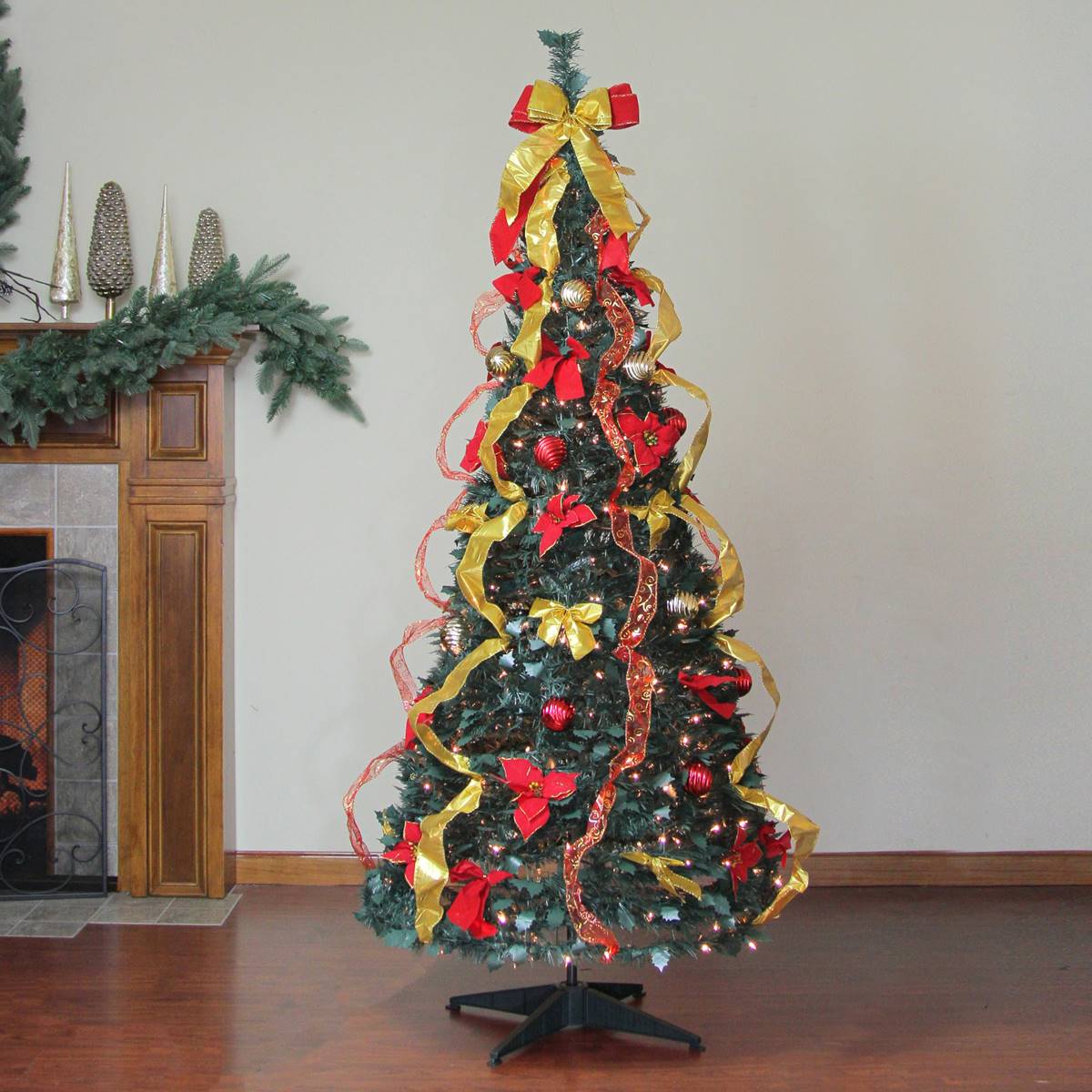 Northlight 6ft. Gold And Red Pop-Up Artificial Christmas Tree