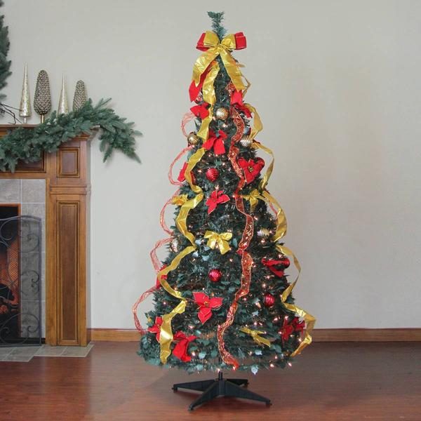 Northlight 6ft. Gold and Red Pop-Up Artificial Christmas Tree alternate view