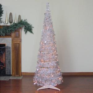 Northlight 6ft. Silver Tinsel Pop-Up Artificial Christmas Tree alternate view
