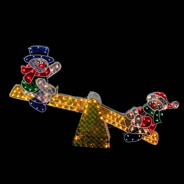 Northlight 48in. Snowmen on See Saw Outdoor Decoration alternate view