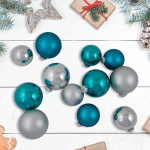 Northlight 72ct Blue And Silver Glass Ornaments alternate view