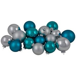 Northlight 72ct Blue And Silver Glass Ornaments