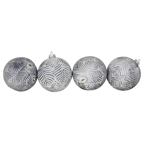 Northlight 4ct. Silver Antique Glass Christmas Ball Ornaments