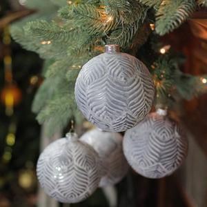 Northlight 4ct. Silver Antique Glass Christmas Ball Ornaments alternate view