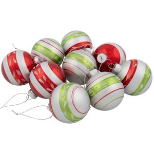 Northlight 9ct. Striped Glitter Christmas Ornaments alternate view