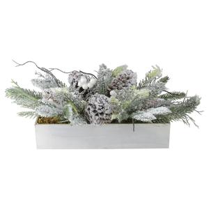 Northlight Flocked Berries Pinecones and Foliage Decorative Box