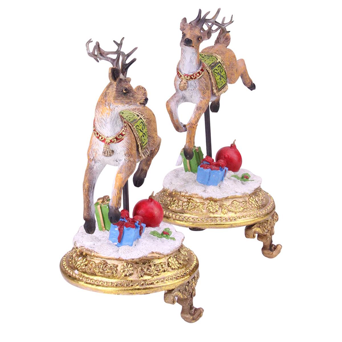 Northlight Set Of 2 9.25in. Glittered Reindeer Stocking Holders