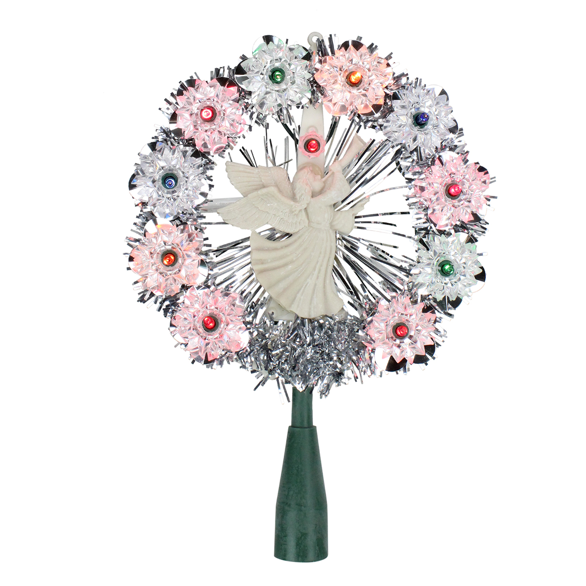 Northlight Seasonal Silver Tinsel Wreath With Angel Tree Topper