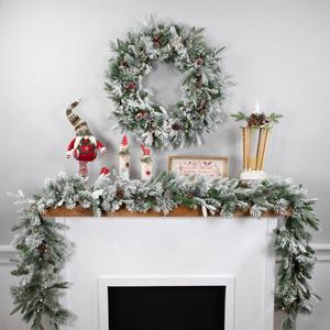 Northlight 30in. Pre-Lit Pine Flocked Christmas Wreath alternate view