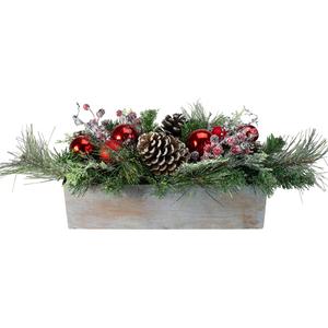 Northlight 24in. Artificial Christmas Wood Planter