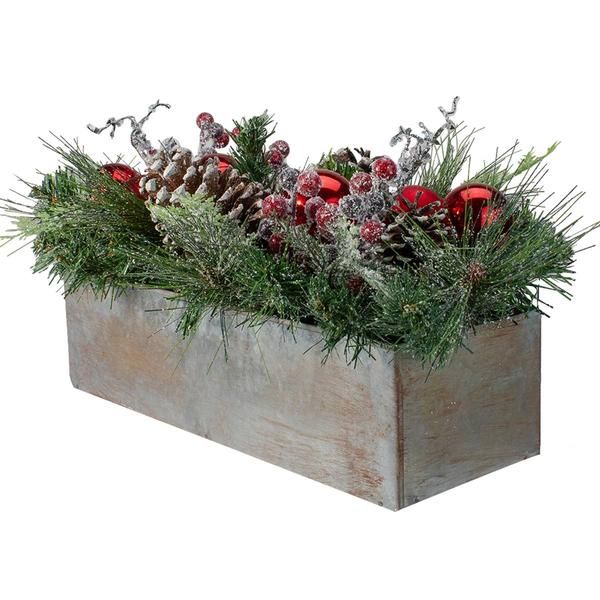 Northlight 24in. Artificial Christmas Wood Planter alternate view