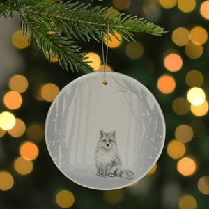 Northlight 4in. Arctic Fox Disc Christmas Ornament alternate view