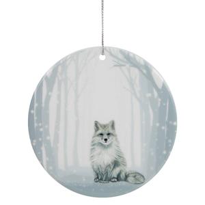 Northlight 4in. Arctic Fox Disc Christmas Ornament