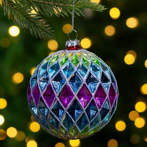 Northlight 3.75in. Harlequin Glass Christmas Ornament alternate view