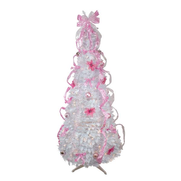 Northlight 6ft. Pre-Lit White Decorated Pop-Up Christmas Tree