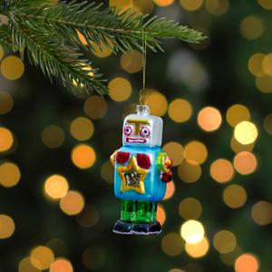 Northlight 4.75in. Glass Robot Christmas Ornament alternate view