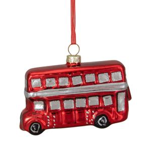 Northlight Double Decker Bus Glass Christmas Ornament alternate view