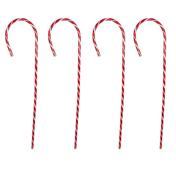 Hofert Striped Candy Cane Christmas Stakes - Set of 4
