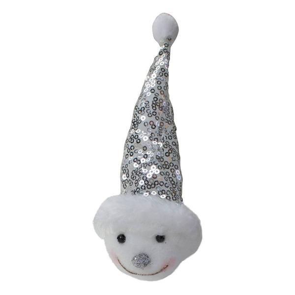 Northlight Snowman Head with Sequin Santa Hat Christmas Ornament