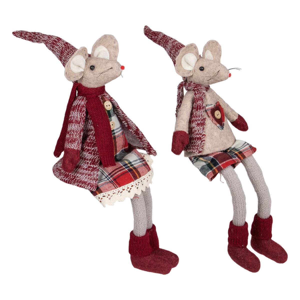 Northlight Seasonal Boy And Girl Sitting Mice Figures - Set Of 2