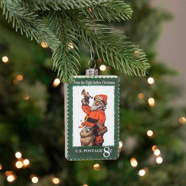 Northlight 3.5n. USPS Santa Stamp Christmas Ornament alternate view