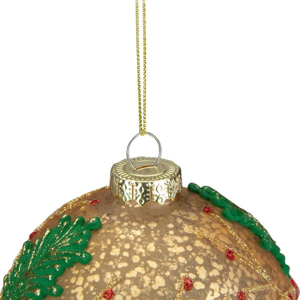 Northlight 4in. Gold Holly Berry Mercury Glass Christmas Ornament alternate view