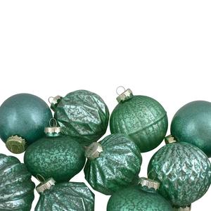 Northlight 12ct. Green Finial & Glass Ball Christmas Ornaments alternate view