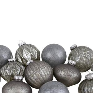 Northlight 12ct. Silver & Neutral Glass Ball Christmas Ornaments alternate view