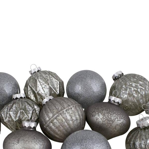 Northlight 12ct. Silver & Neutral Glass Ball Christmas Ornaments alternate view