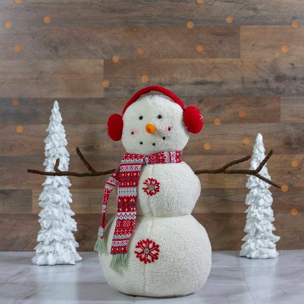 Northlight Plush Snowman with Earmuffs Christmas Decor alternate view