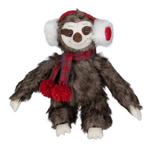 Northlight Plush Sitting Winter Sloth with Scarf Christmas Figure