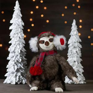 Northlight Plush Sitting Winter Sloth with Scarf Christmas Figure alternate view