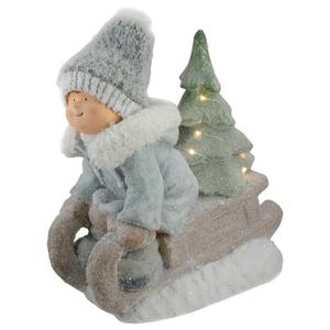 Northlight 15in. Lighted Boy on a Sled Christmas Figure