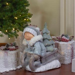 Northlight 15in. Lighted Boy on a Sled Christmas Figure alternate view