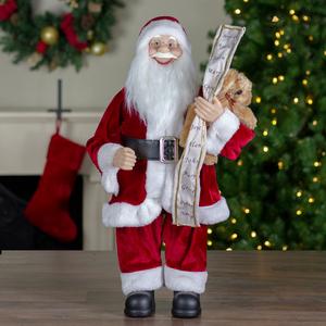 Northlight Standing Santa with Teddy Bear & List Christmas Figure alternate view