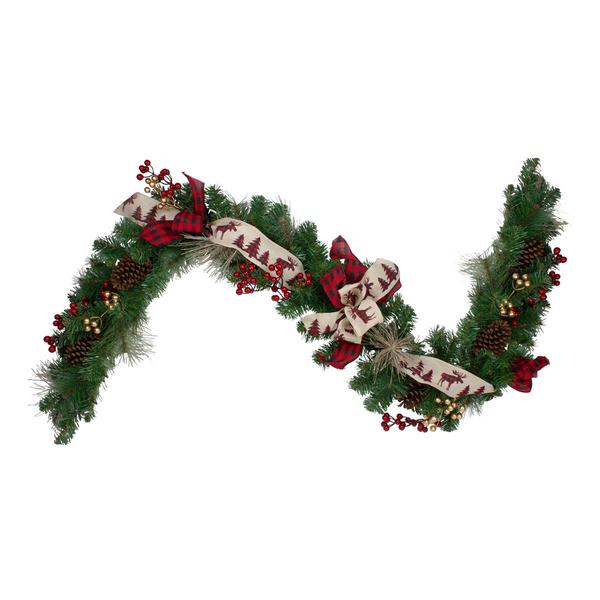 Northlight 6ft. Bows & Berries Christmas Garland