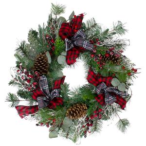 Northlight Plaid & Berries Artificial Christmas Wreath
