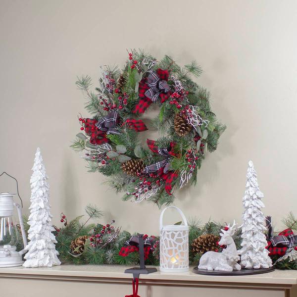 Northlight Plaid & Berries Artificial Christmas Wreath alternate view