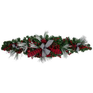 Northlight 52in. Patterned Bows and Red Berries Christmas Garland
