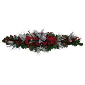 Northlight 52in. Patterned Bows and Red Berries Christmas Garland alternate view