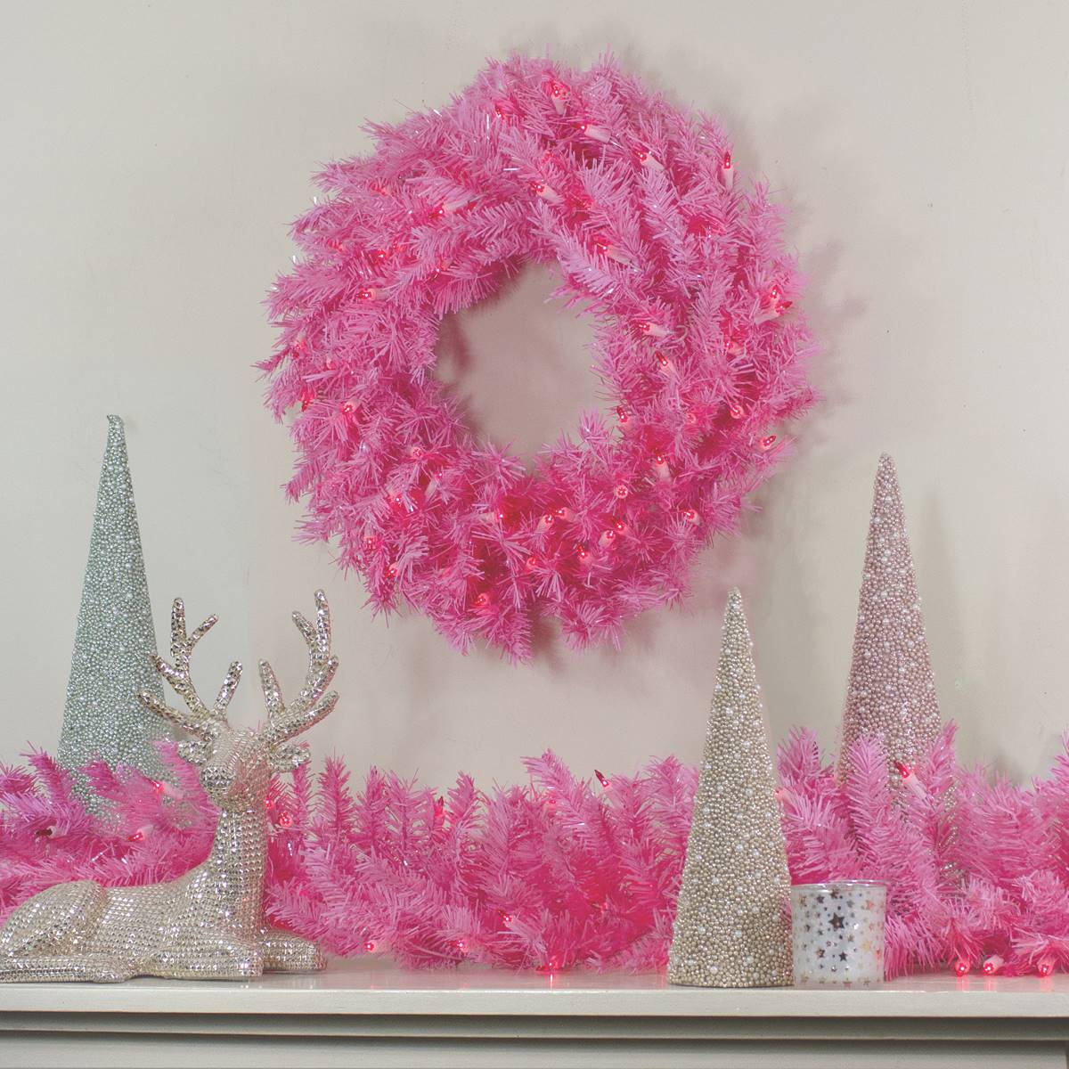 Northlight Seasonal 36in. Pink Spruce Artificial Christmas Wreath