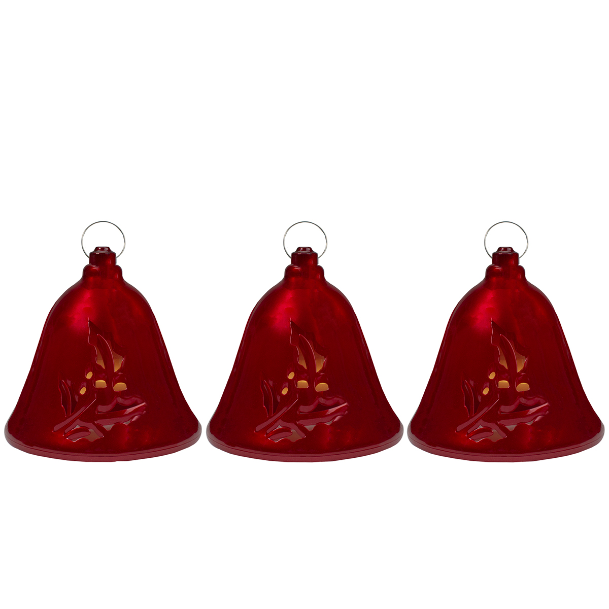 Northlight Seasonal Musical Lighted Red Bells Decor - Set of 3