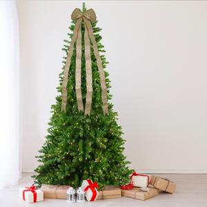 Northlight 48in. Burlap & Gold Scroll 16 Loop Christmas Bow alternate view