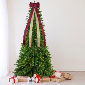 Northlight 48in. Burlap & Buffalo Plaid 16 Loop Christmas Bow alternate view