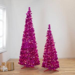 Northlight 6ft. Pre-Lit Pink Tinsel Christmas Tree alternate view