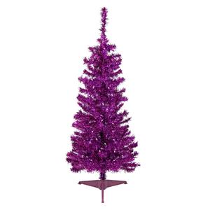 Northlight 4ft. Pre-Lit Purple Tinsel Christmas Tree