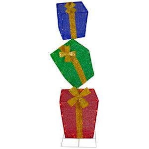 Northlight 48in. Tinsel Outdoor Christmas Gift Boxes