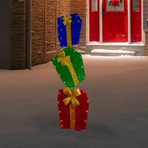 Northlight 48in. Tinsel Outdoor Christmas Gift Boxes alternate view
