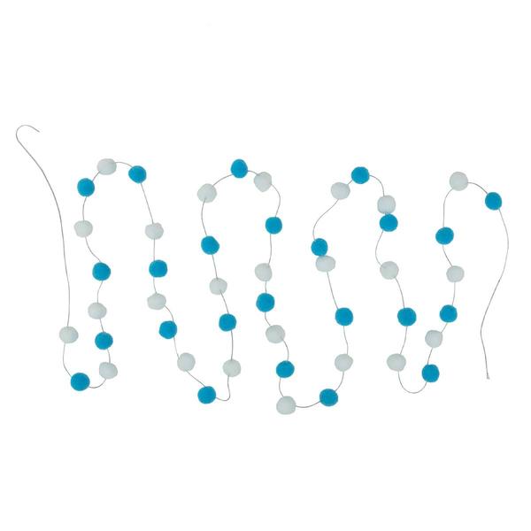 Northlight 9ft. Blue & White Plush Snowball Garland alternate view